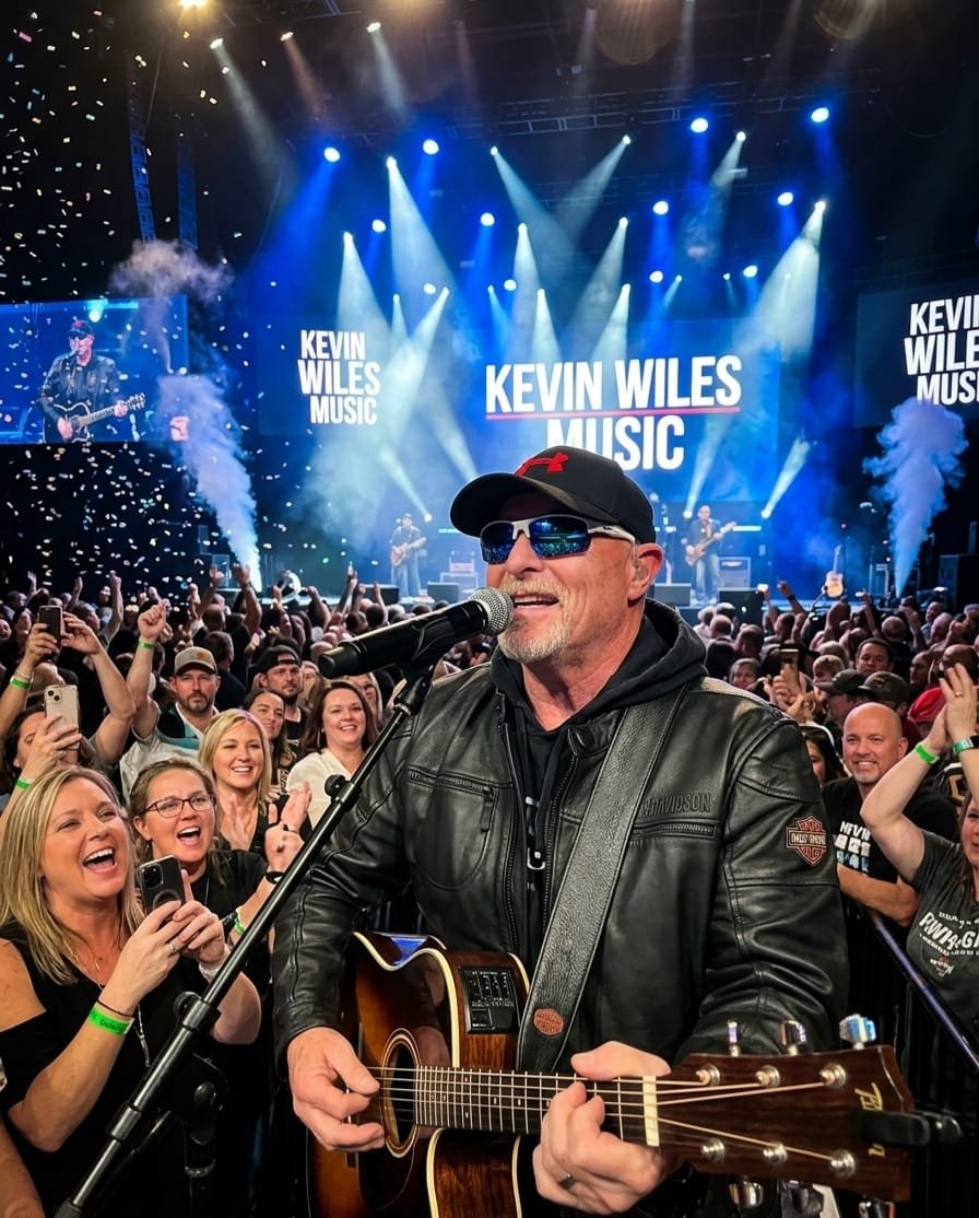 Kevin A Wiles on stage with fans